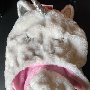 NWT Matching Unicorn Girls Furry Hat & Mittens